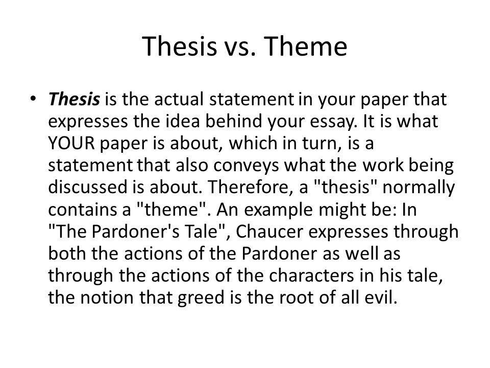Thesis statement for theme paper